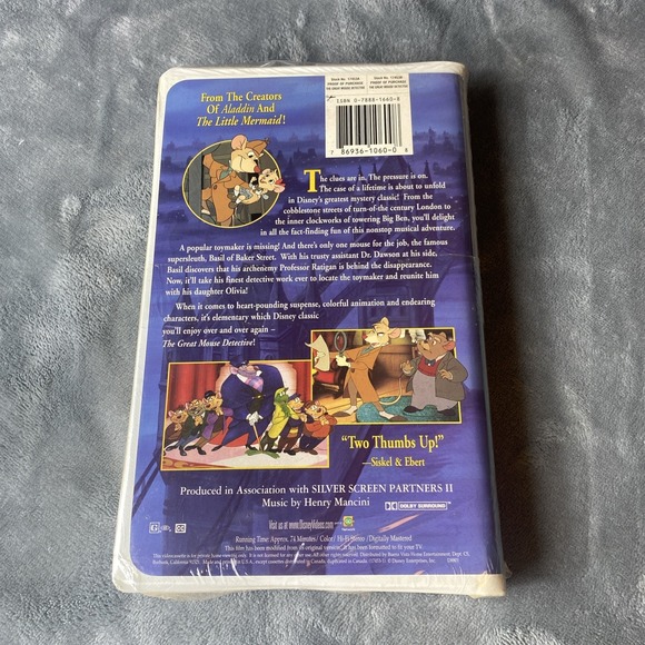 The Great Mouse Detective. Walt Disney VHS Tape. NEW. Factory Sealed. - Picture 2 of 5